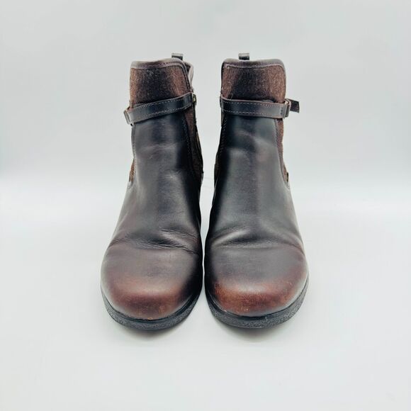 Ugg Boots Womens 9 Brown Leather Wedge Booties Casual Comfort Ankle Shoes - Picture 9 of 12